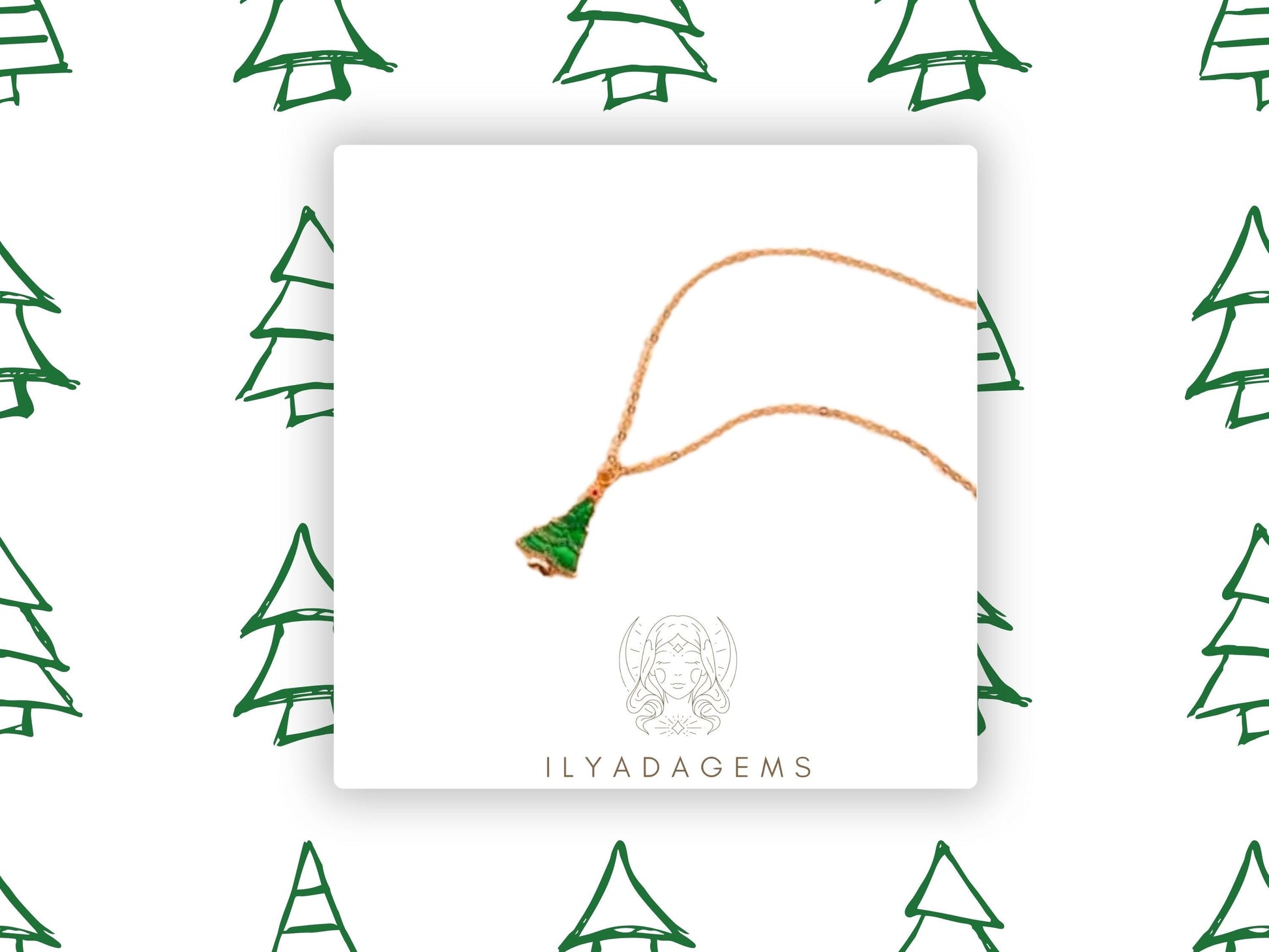 Gold Color Christmas Tree Necklace