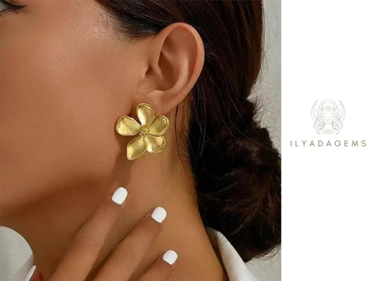 Gold Color Flower Earrings