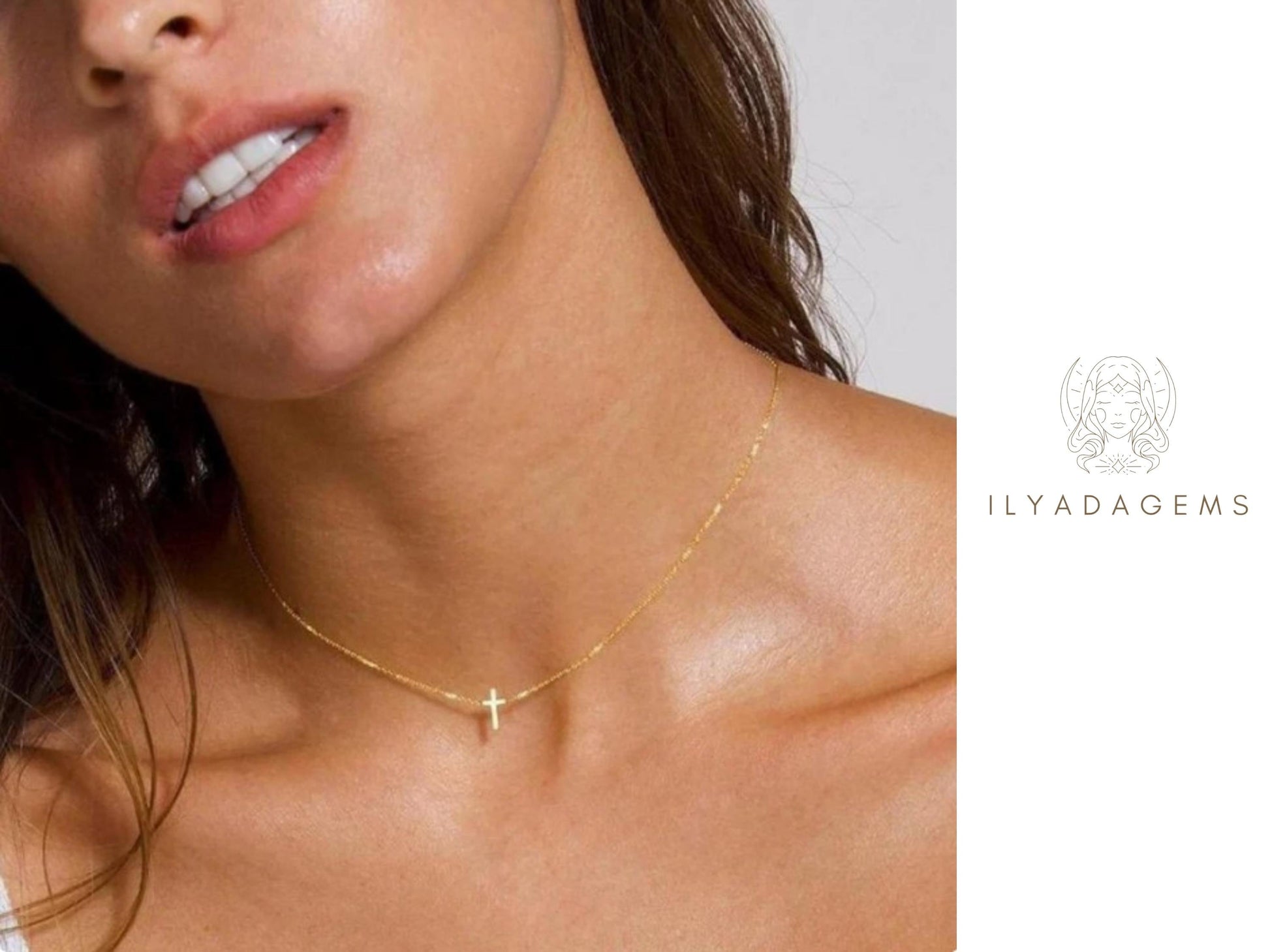 Dainty Sideways Cross Necklace