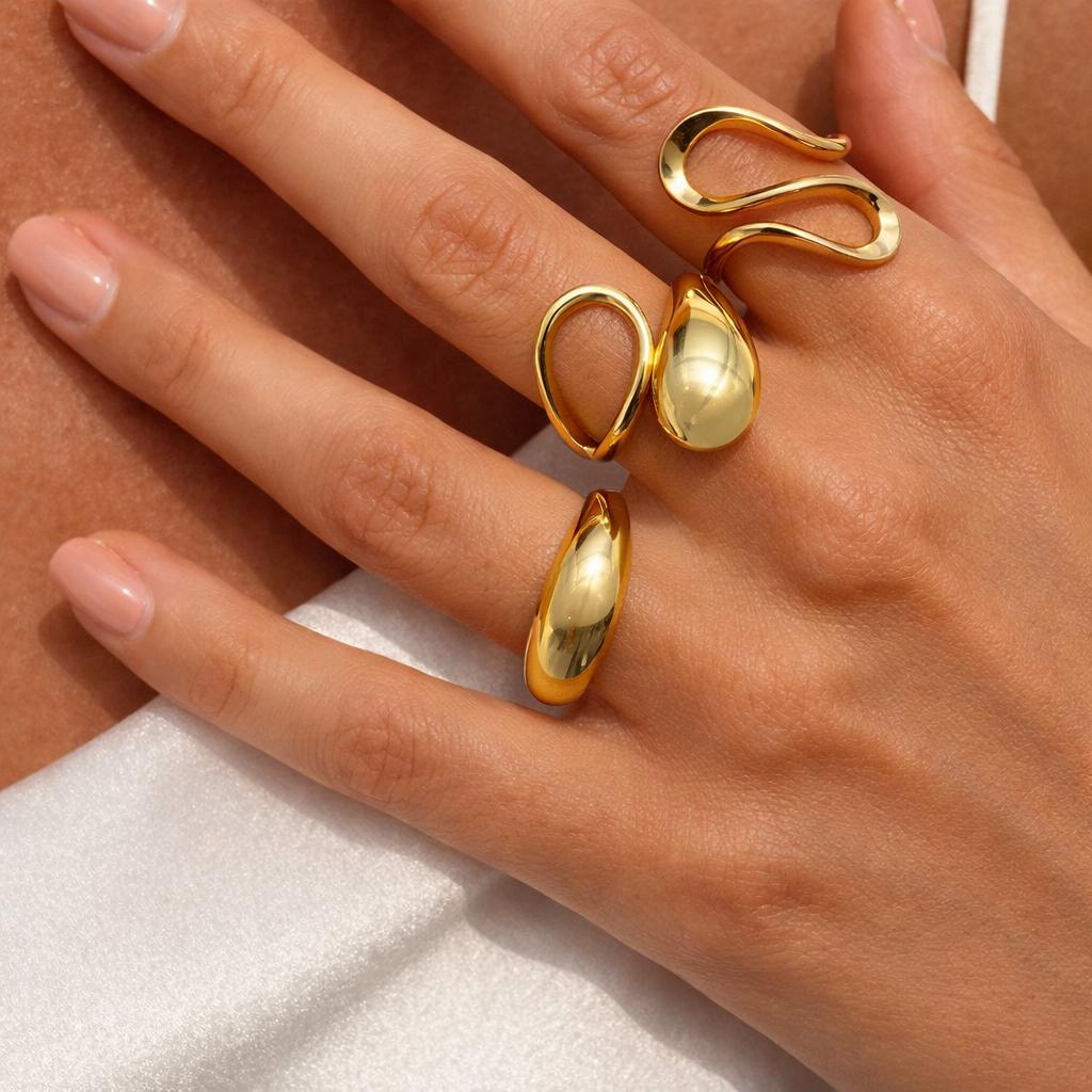 Gold Color Chunky Ring Set 2