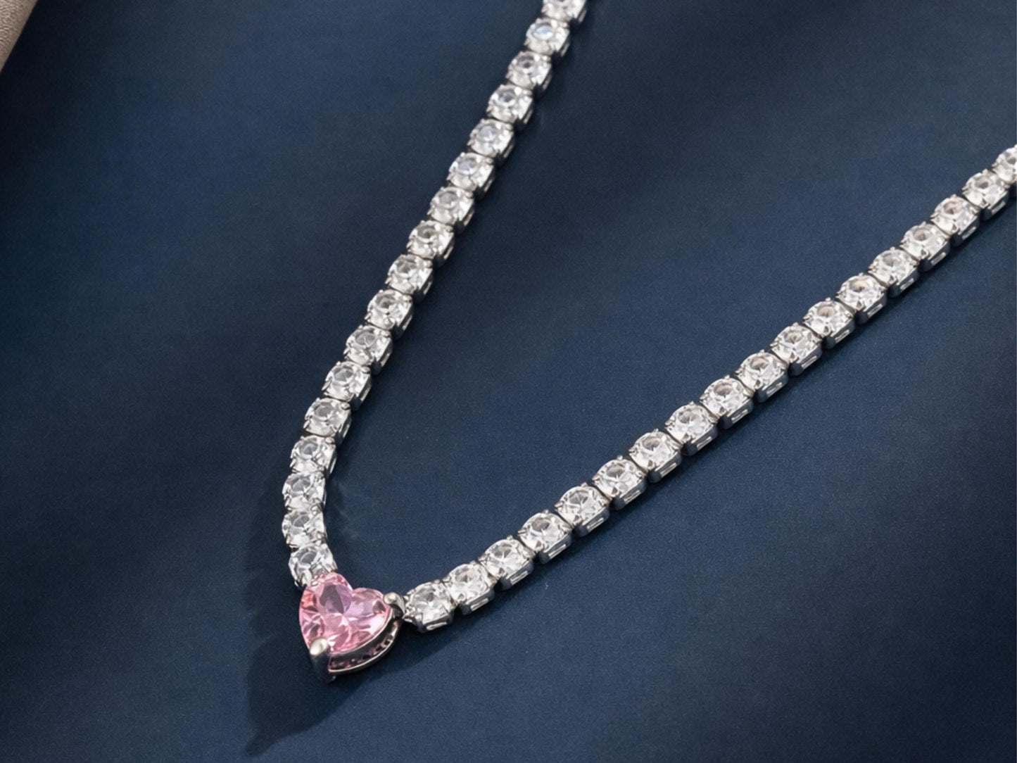 Pink Heart Diamond Necklace