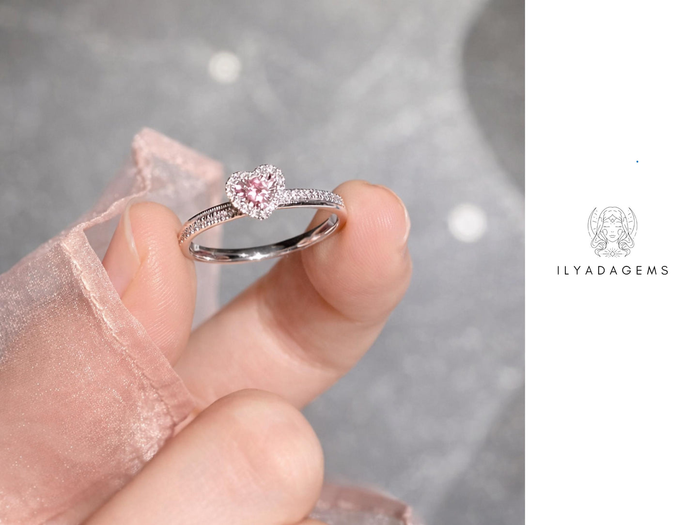 Sterling Silver Pink Heart Ring