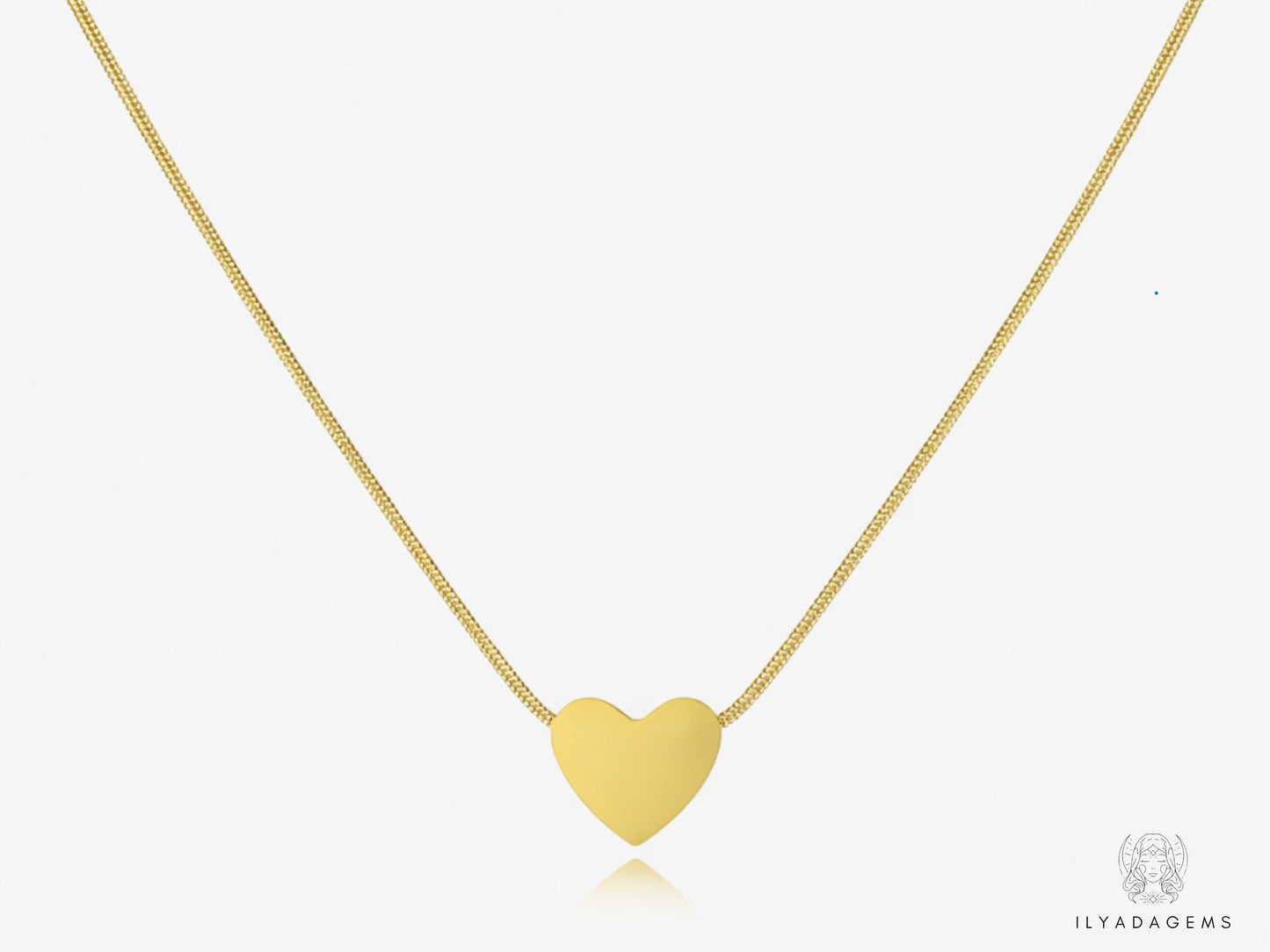 Chain with Polished Heart Shape Charm Necklace