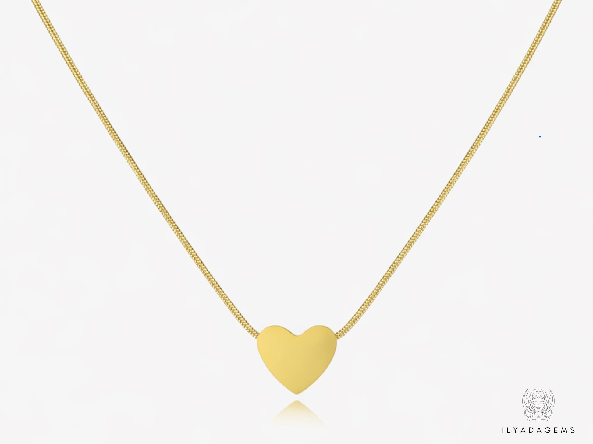 Chain with Polished Heart Shape Charm Necklace