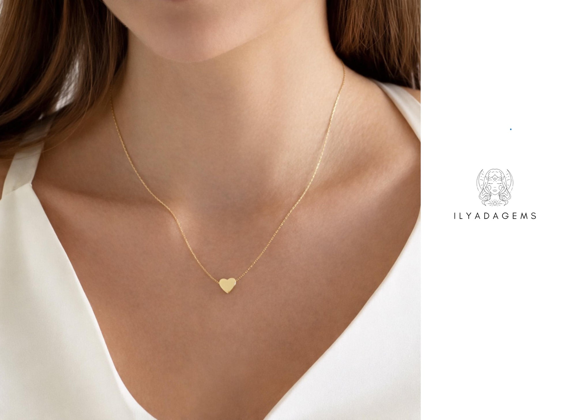 Chain with Polished Heart Shape Charm Necklace