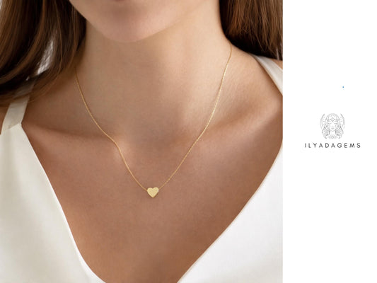 Chain with Polished Heart Shape Charm Necklace
