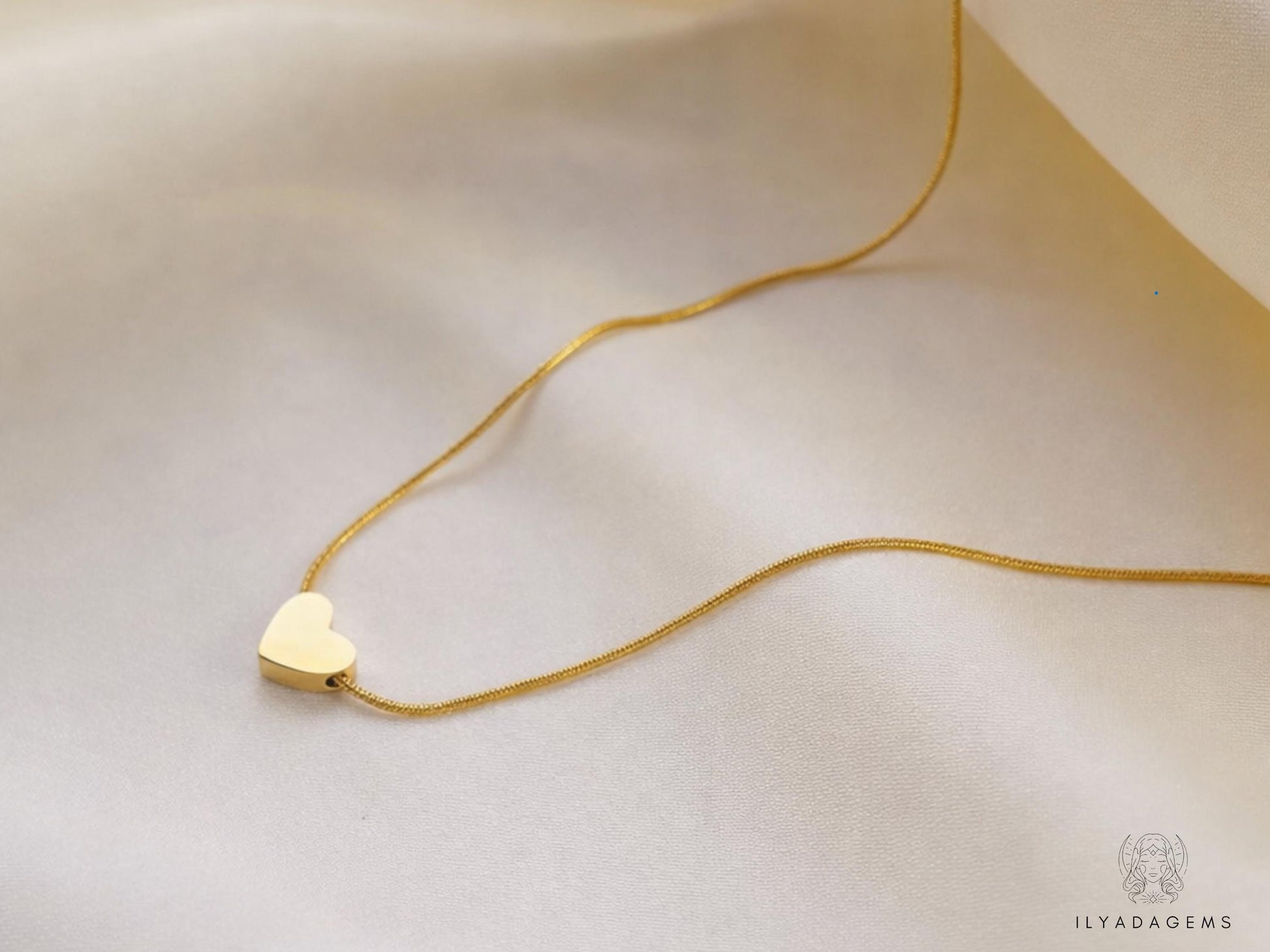 Chain with Polished Heart Shape Charm Necklace