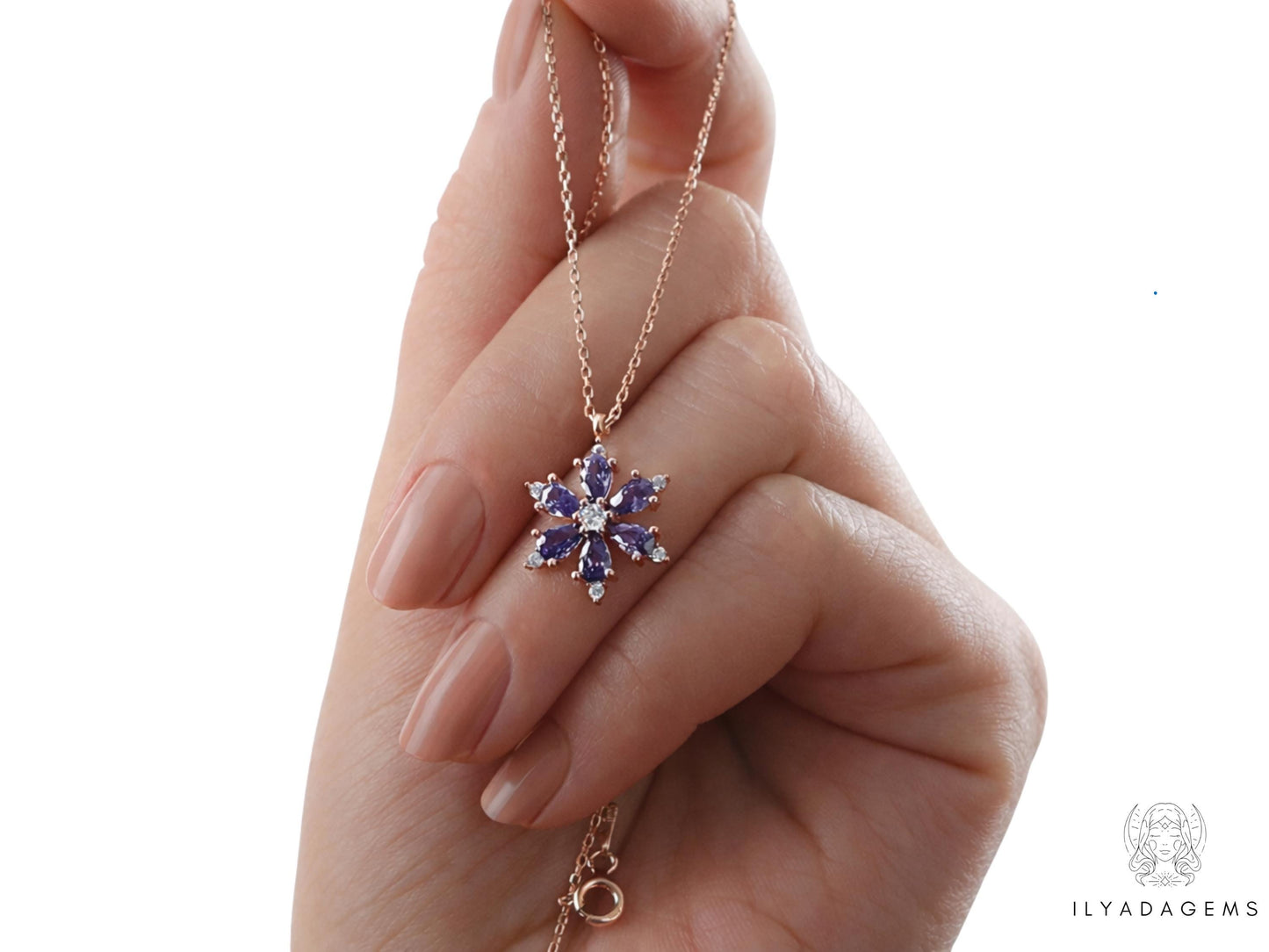 Sterling Silver Amethyst Flower Pendant Necklace