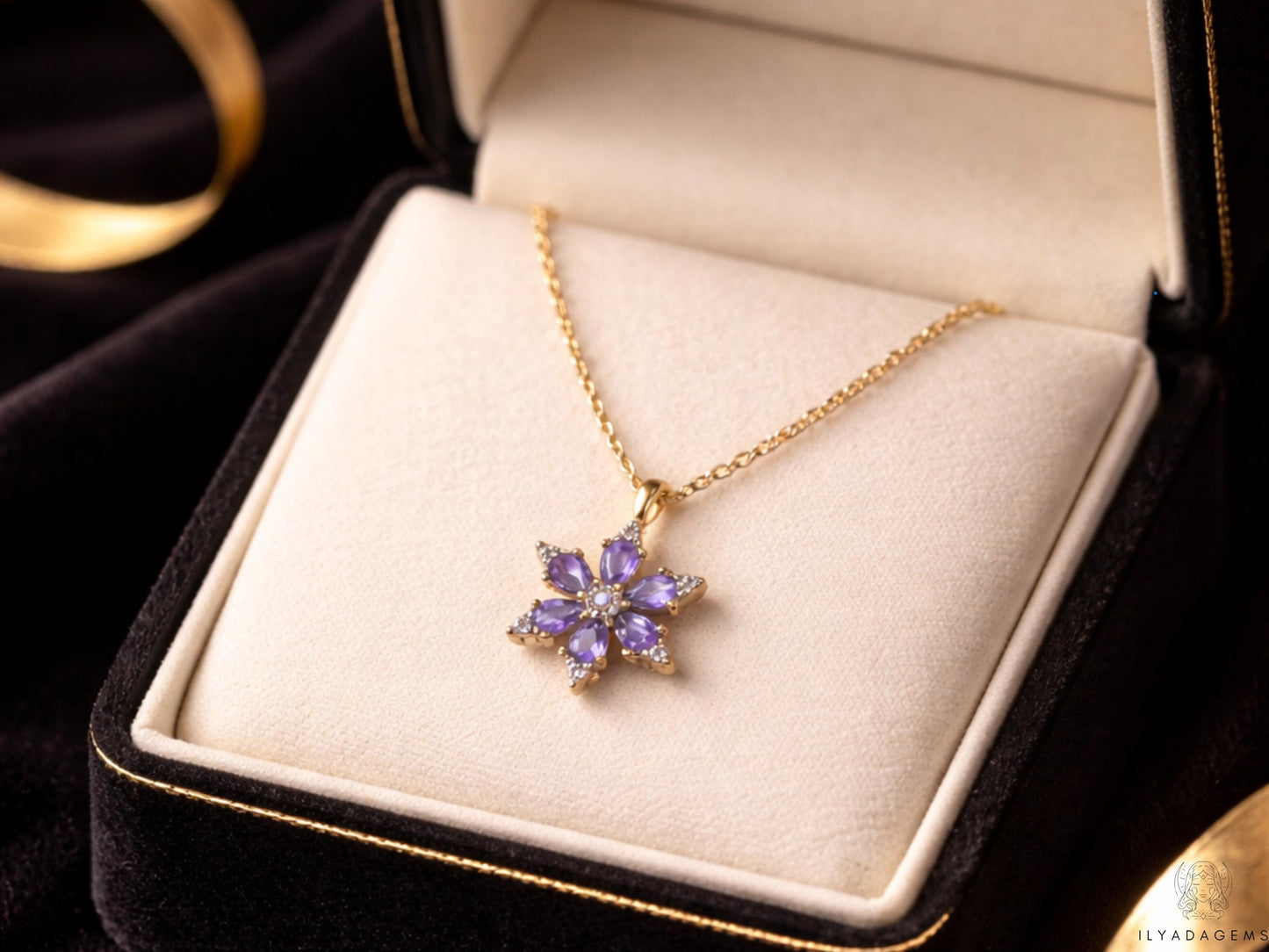 Sterling Silver Amethyst Flower Pendant Necklace