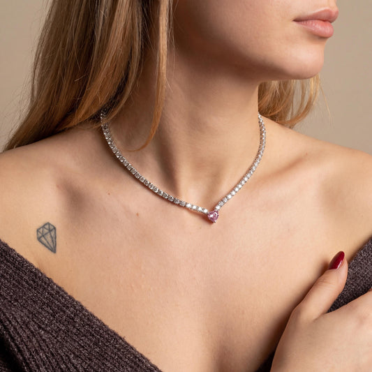Pink Heart Diamond Necklace