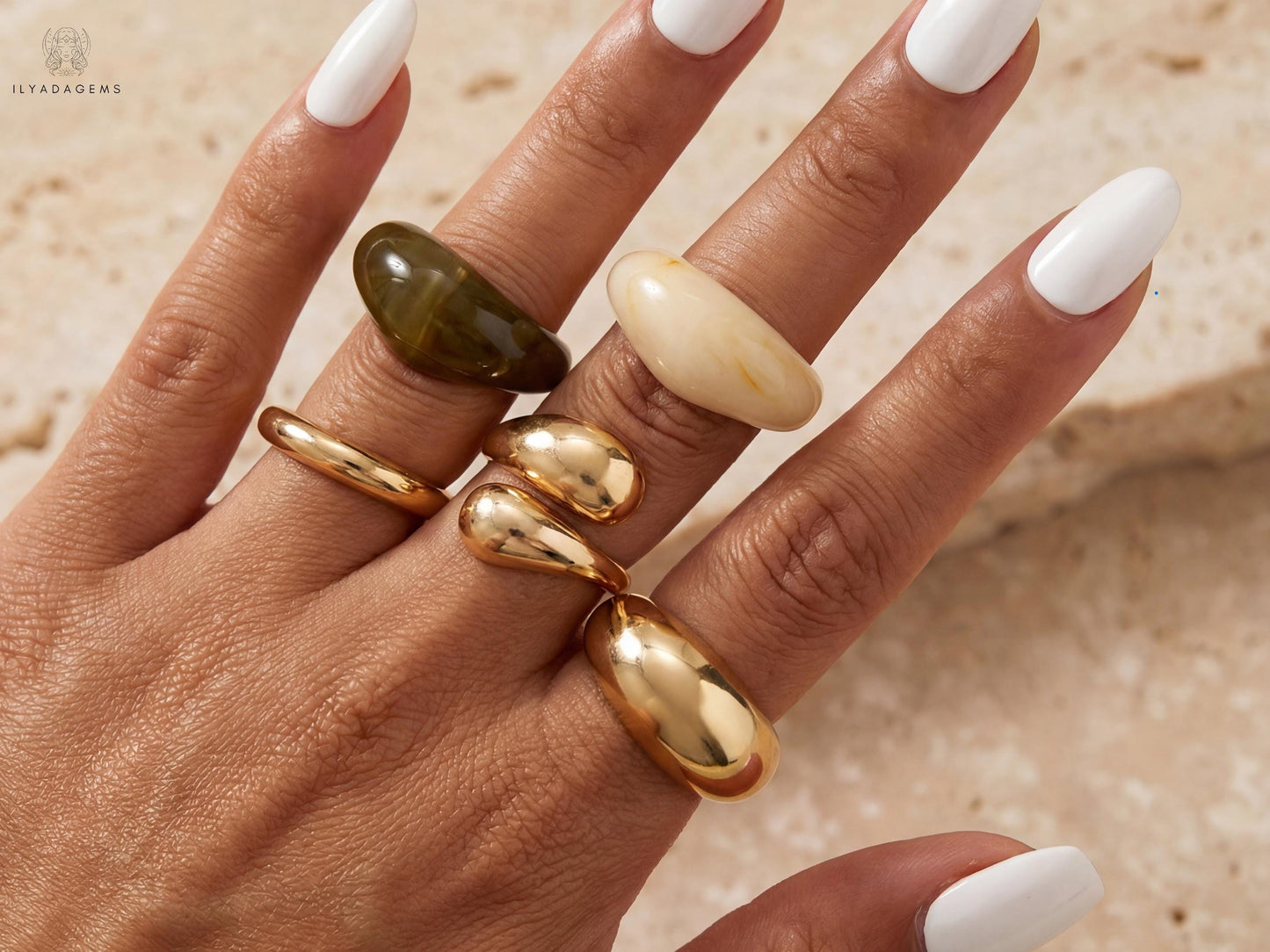 Multi Color Chunky Ring Set