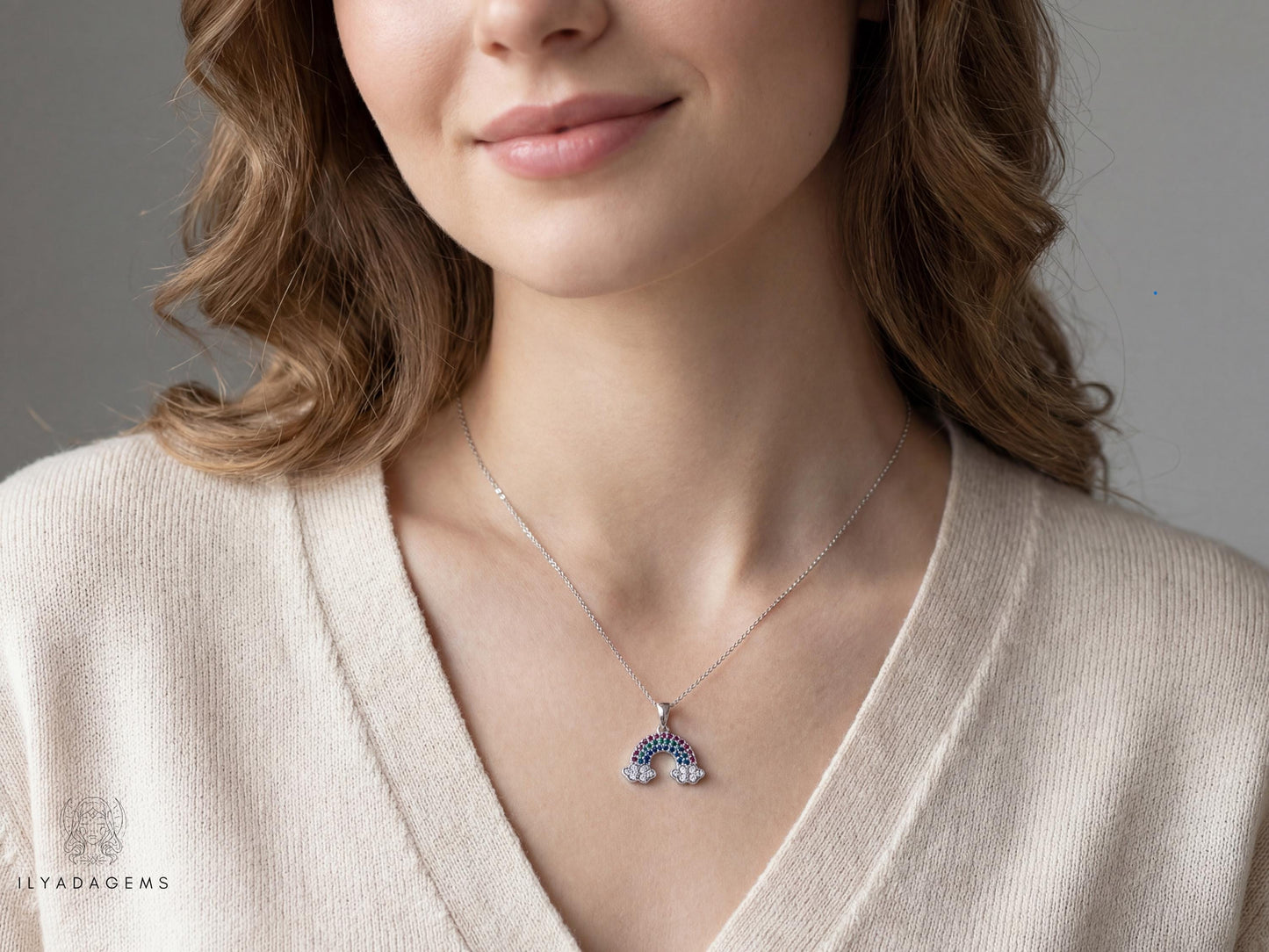 Rainbow Zircon Pendant Necklace