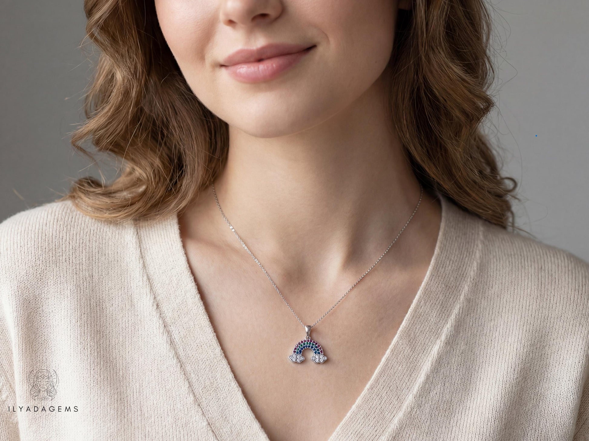 Rainbow Zircon Pendant Necklace
