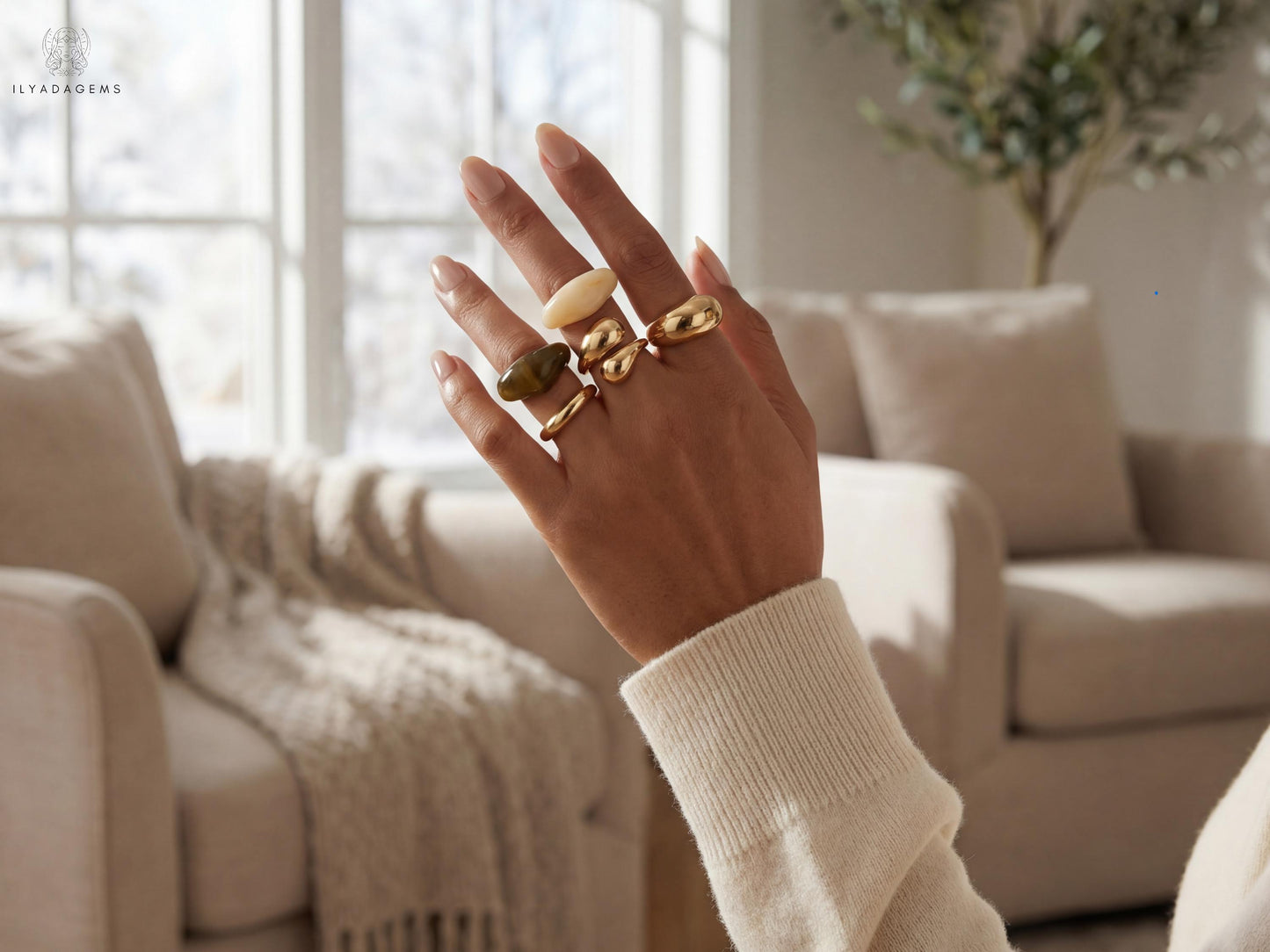 Multi Color Chunky Ring Set