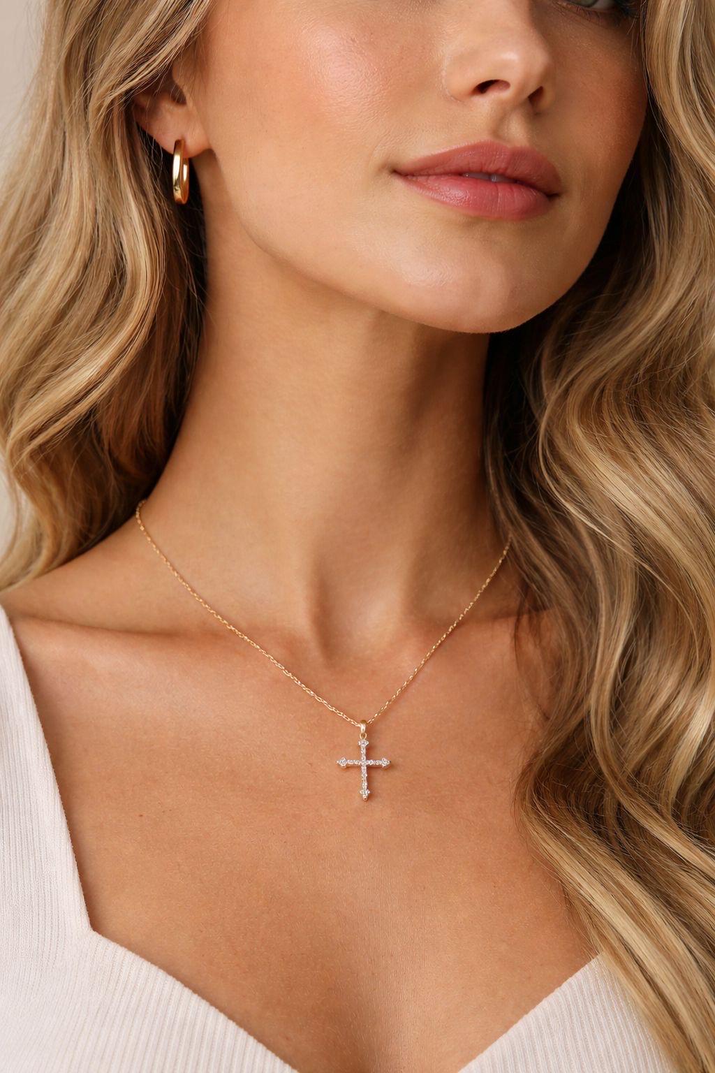 Christian Minimalist Diamond Cross Necklace