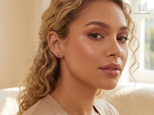 Colorful Gold Flower Earrings