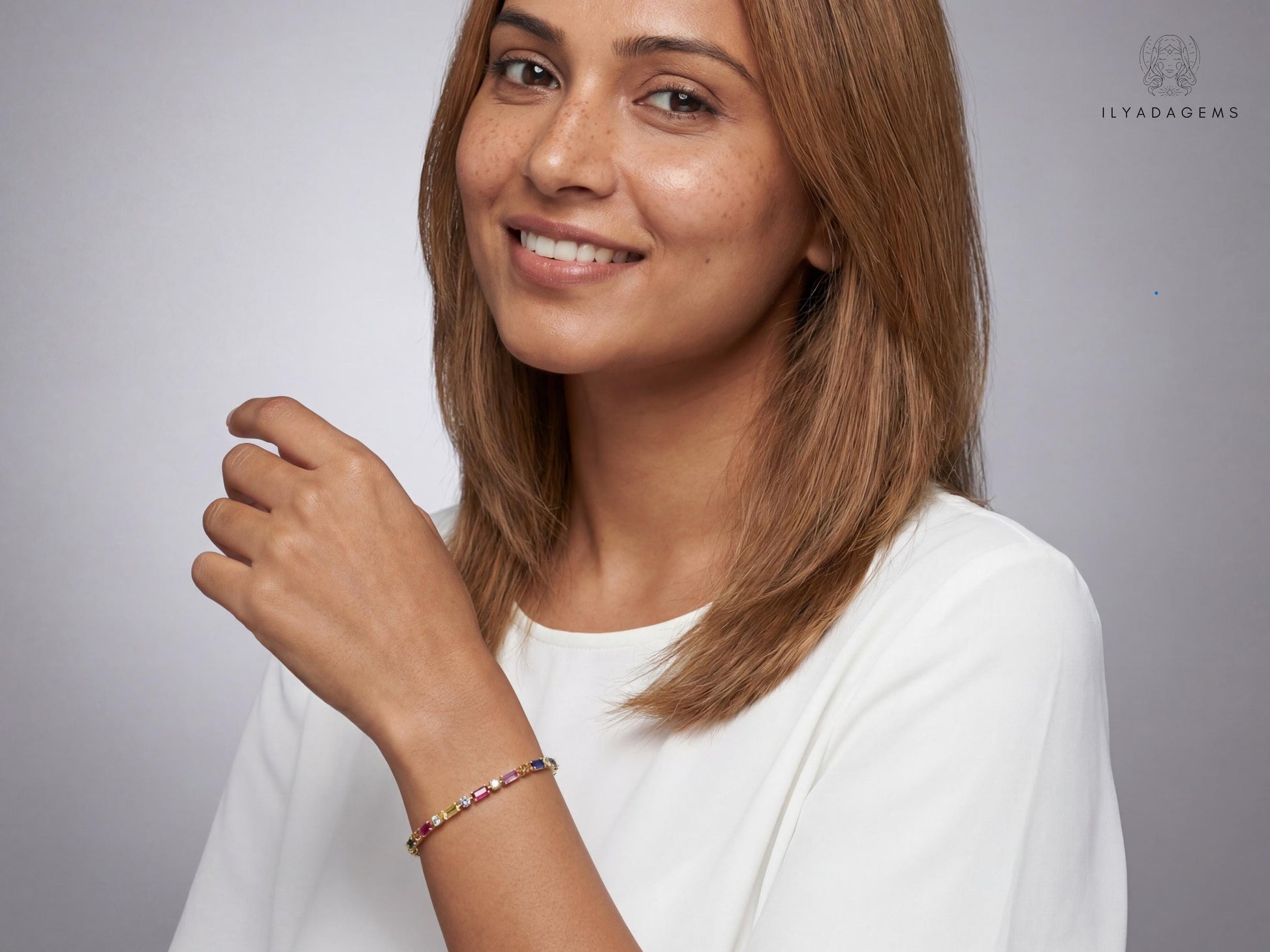 Rainbow Sapphire Baguette Tennis Bracelet