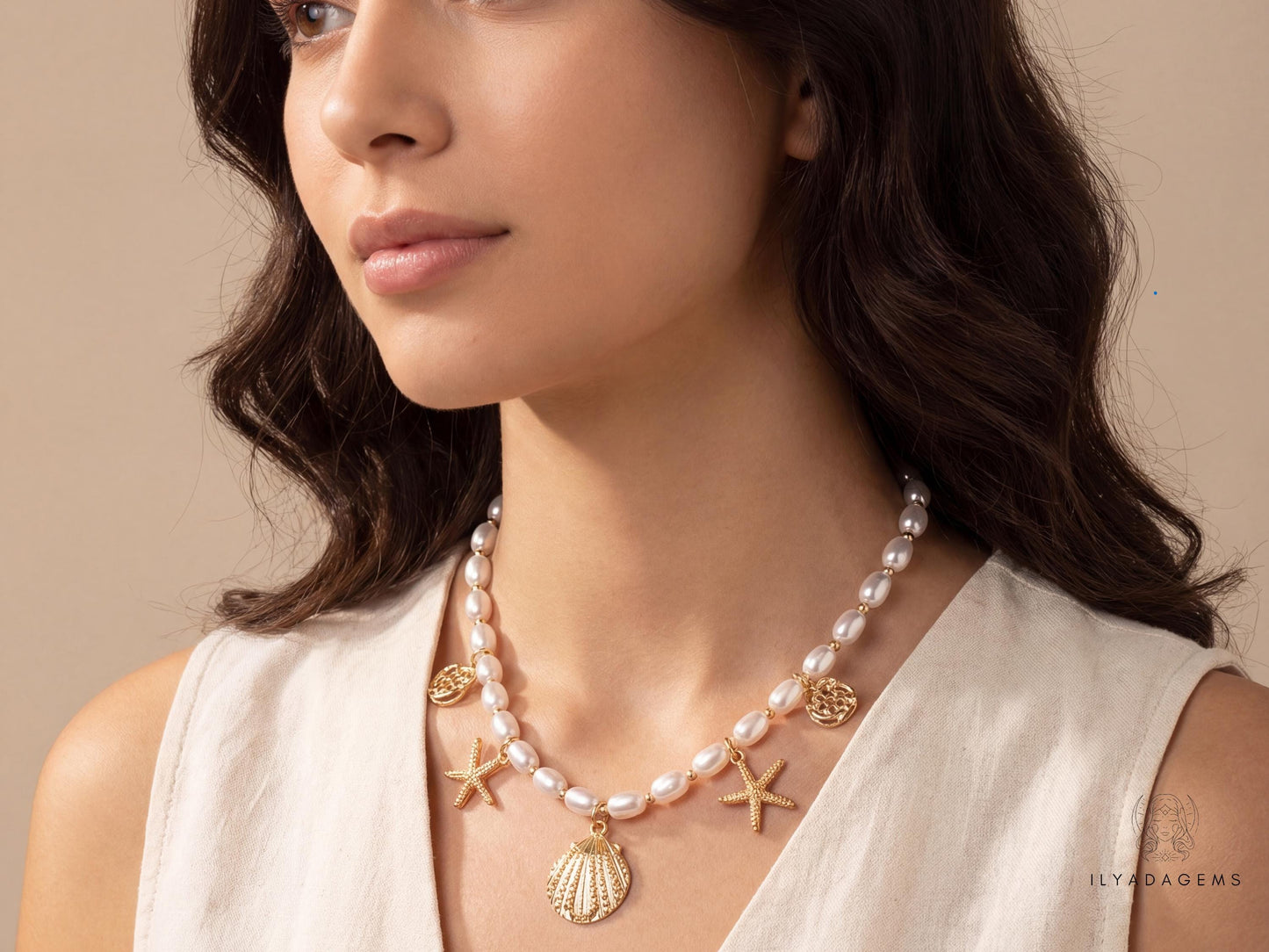 Pearl Shell Charm Necklace