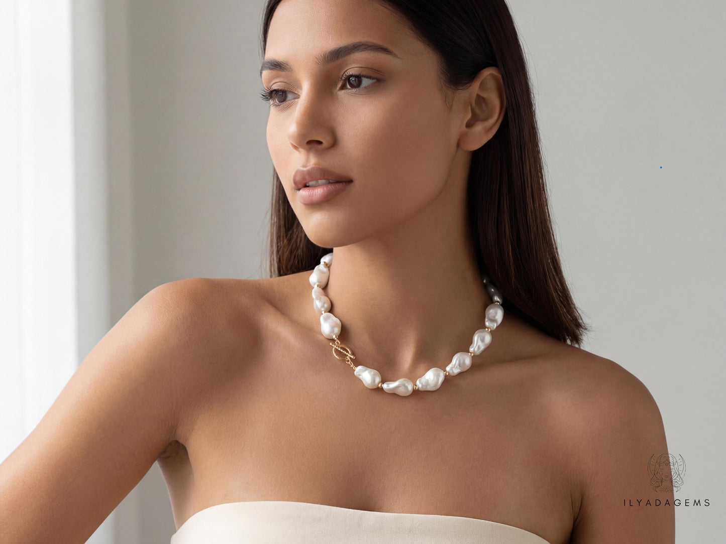 Timeless Large White Baroque Pearl Necklace