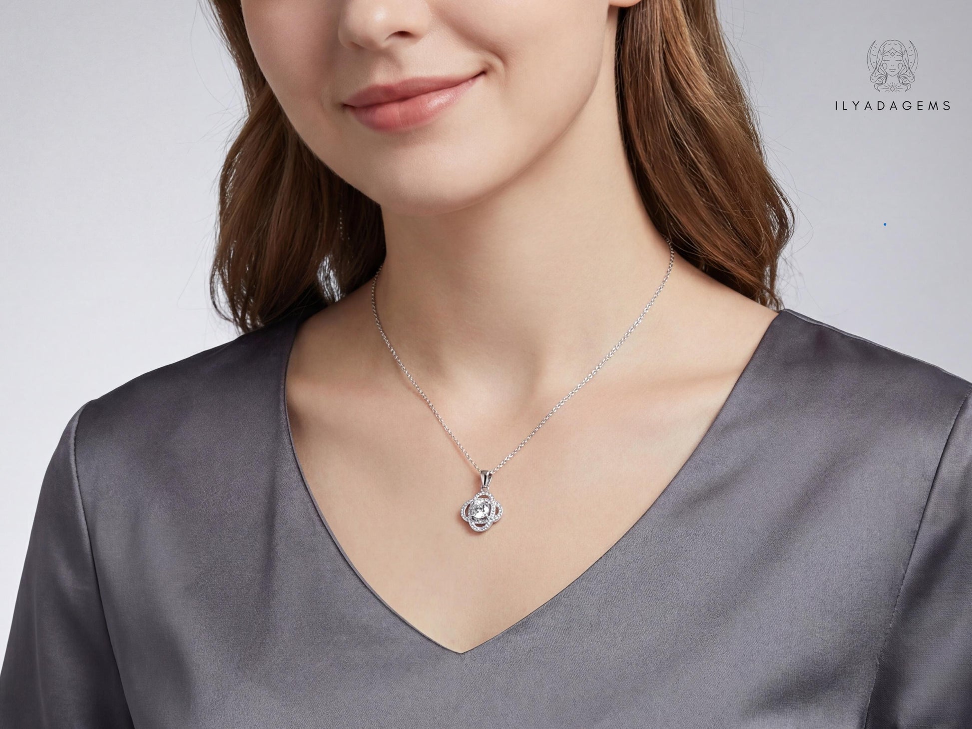 Gold Plated Sterling Silver Flower Pendant Necklace