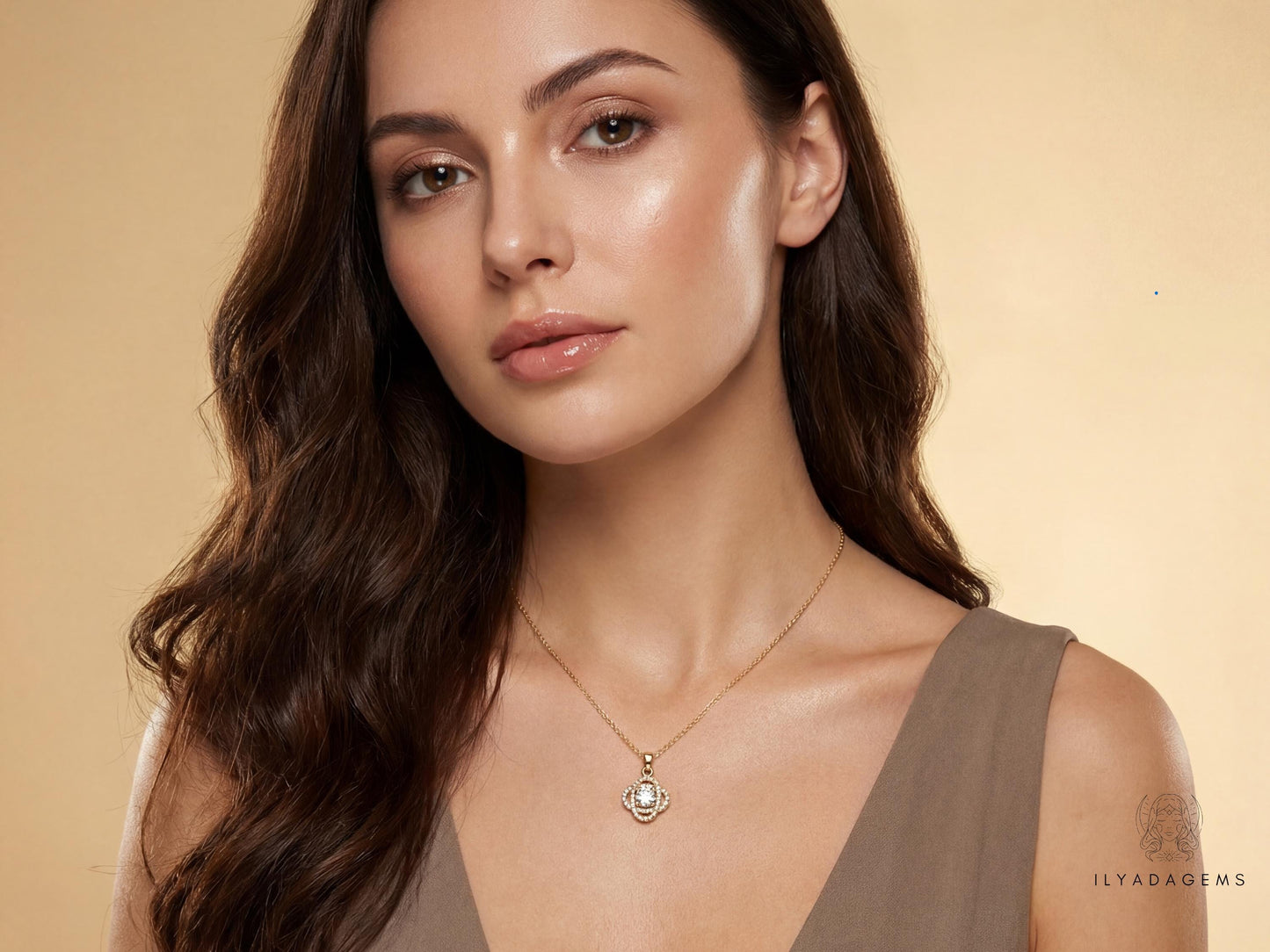 Gold Plated Sterling Silver Flower Pendant Necklace