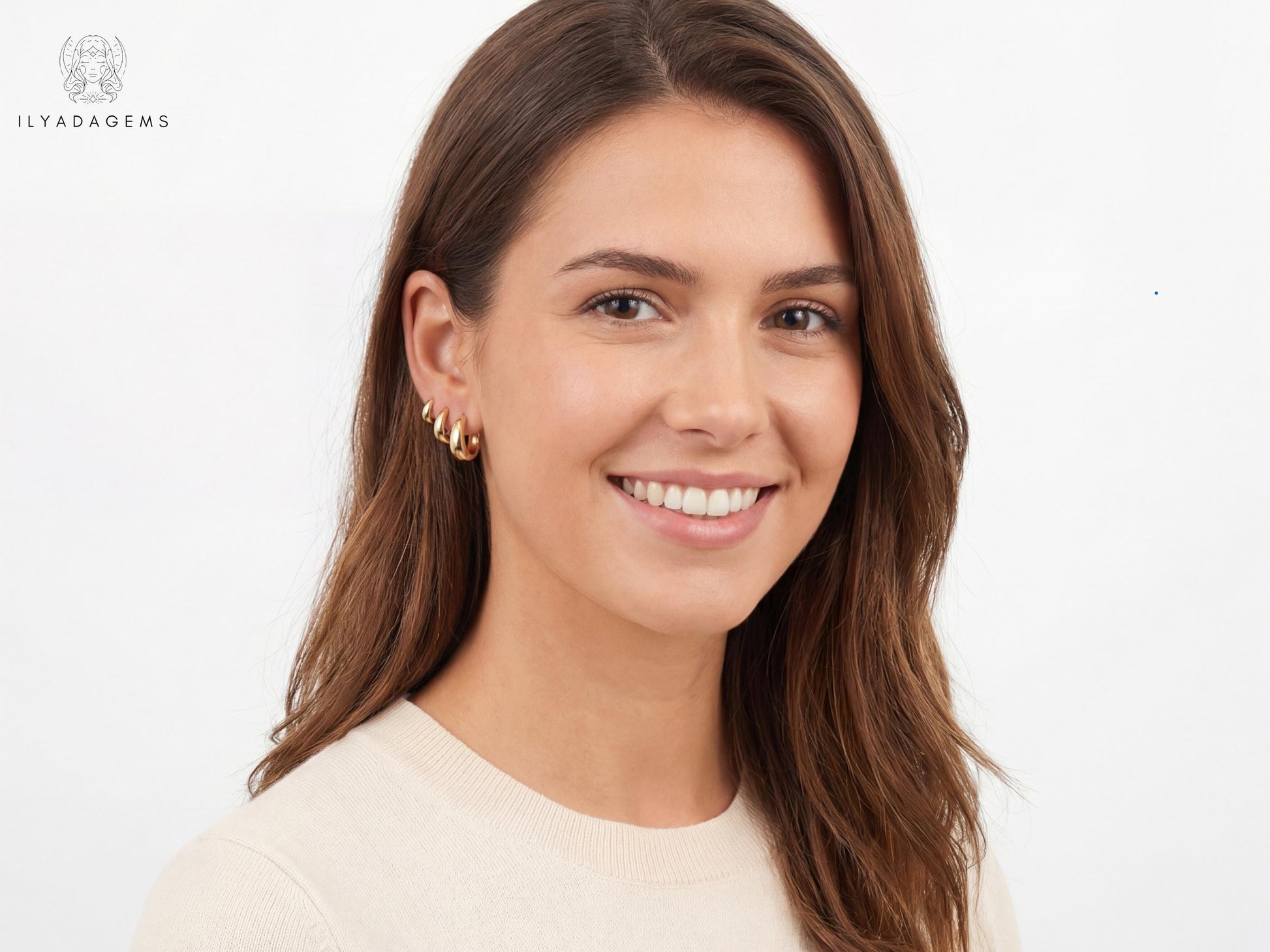 Gold Hammered Hoop Earrings Set