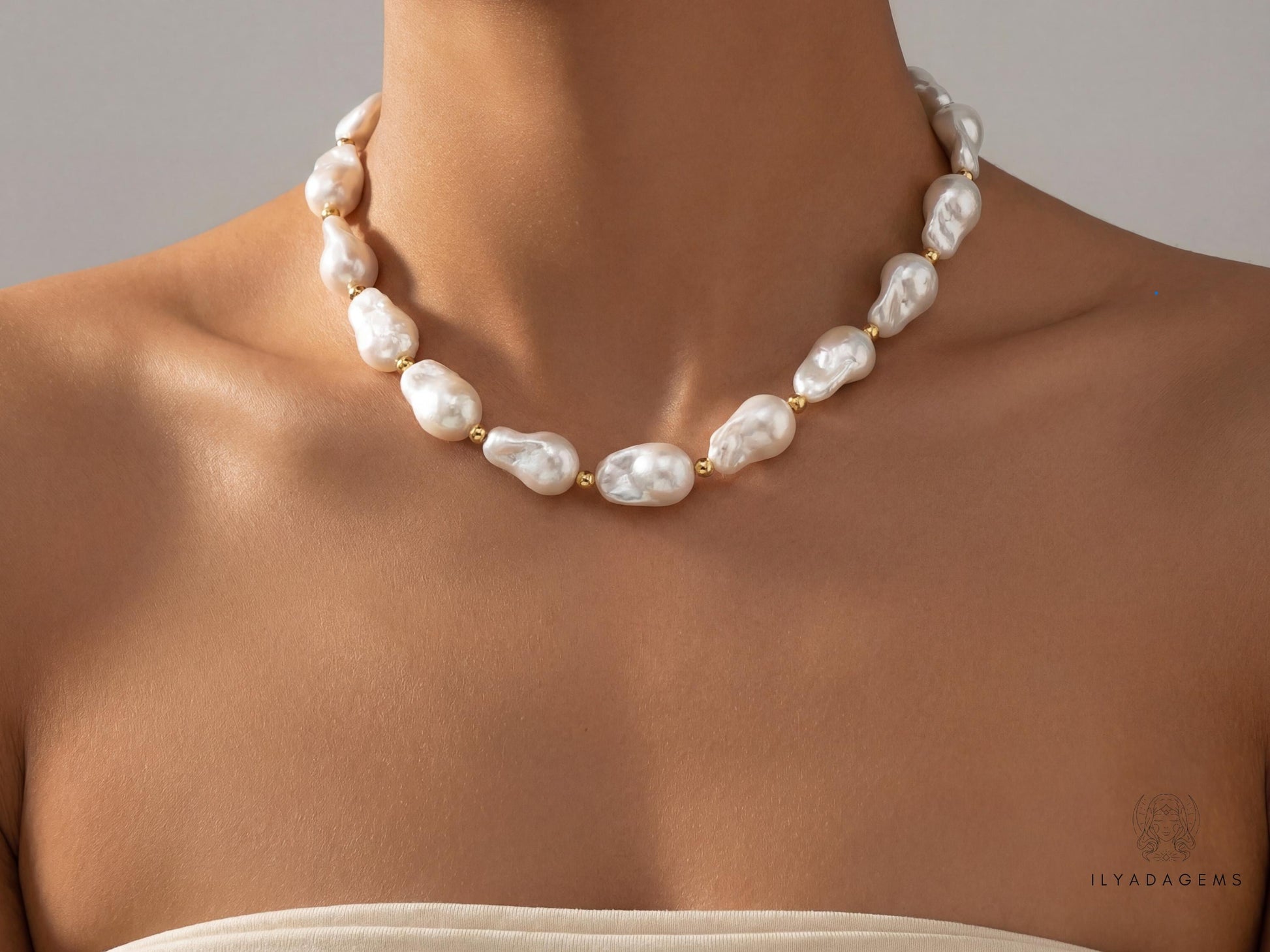 Timeless Large White Baroque Pearl Necklace