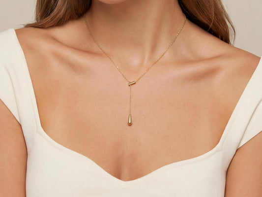 18K Gold Plated Lariat Necklace