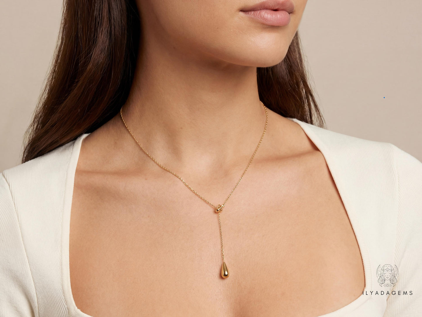 18K Gold Plated Lariat Necklace