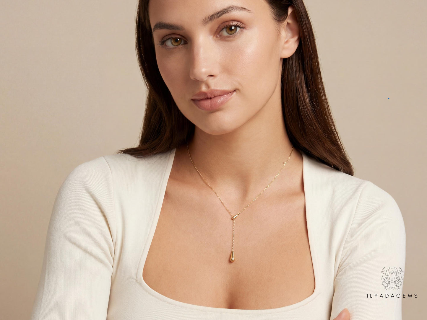 18K Gold Plated Lariat Necklace