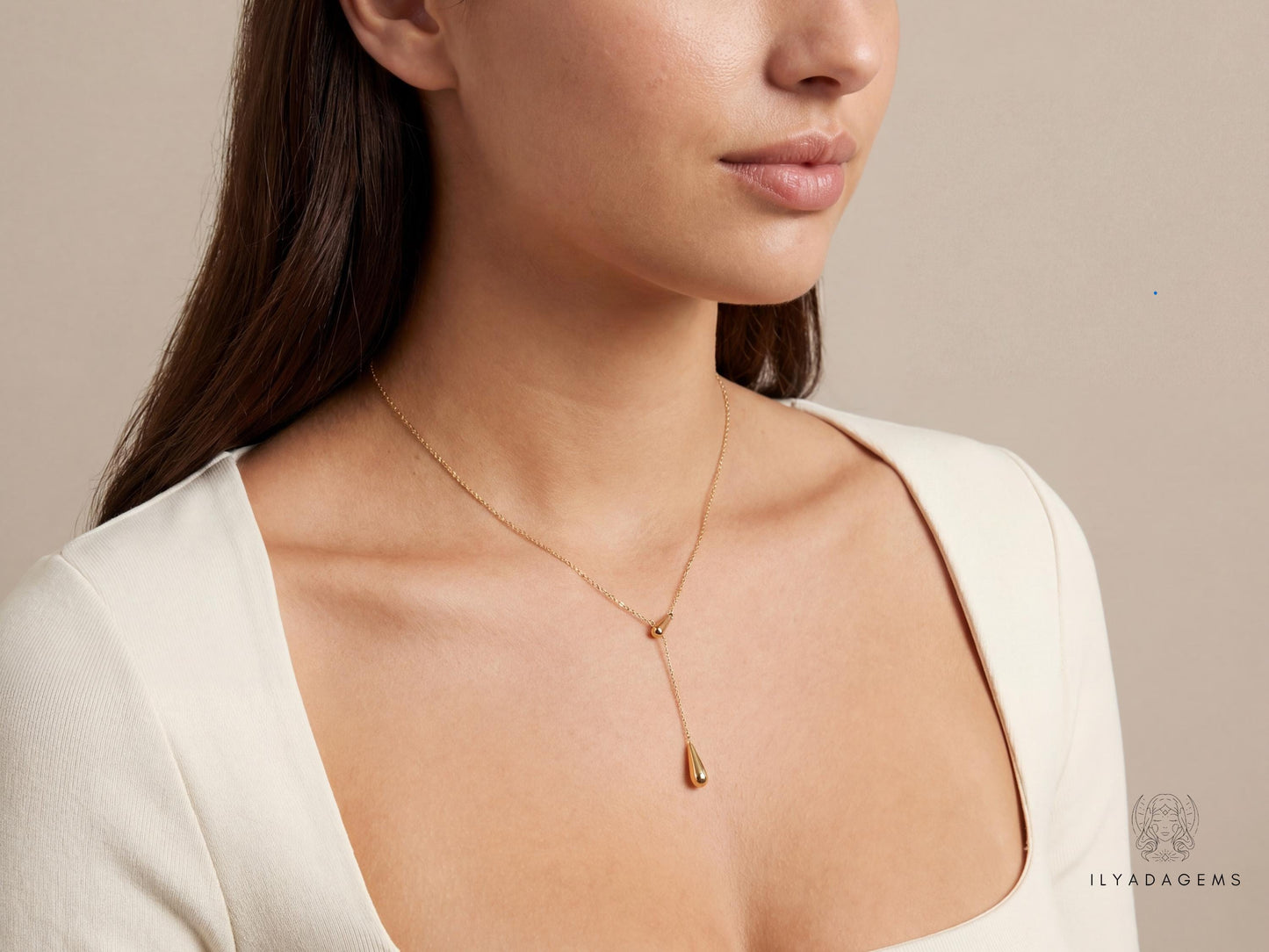 18K Gold Plated Lariat Necklace