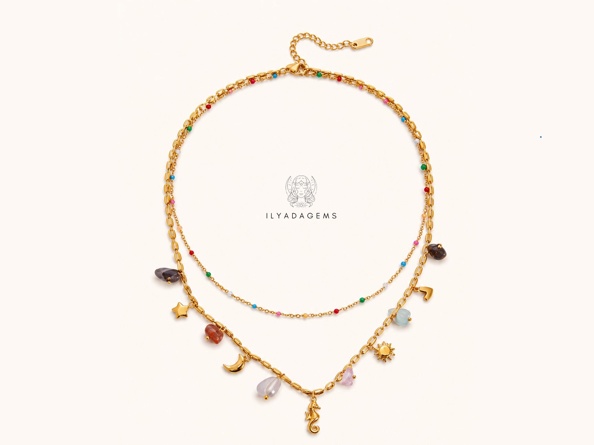Gold Plated Layered Charm Necklace