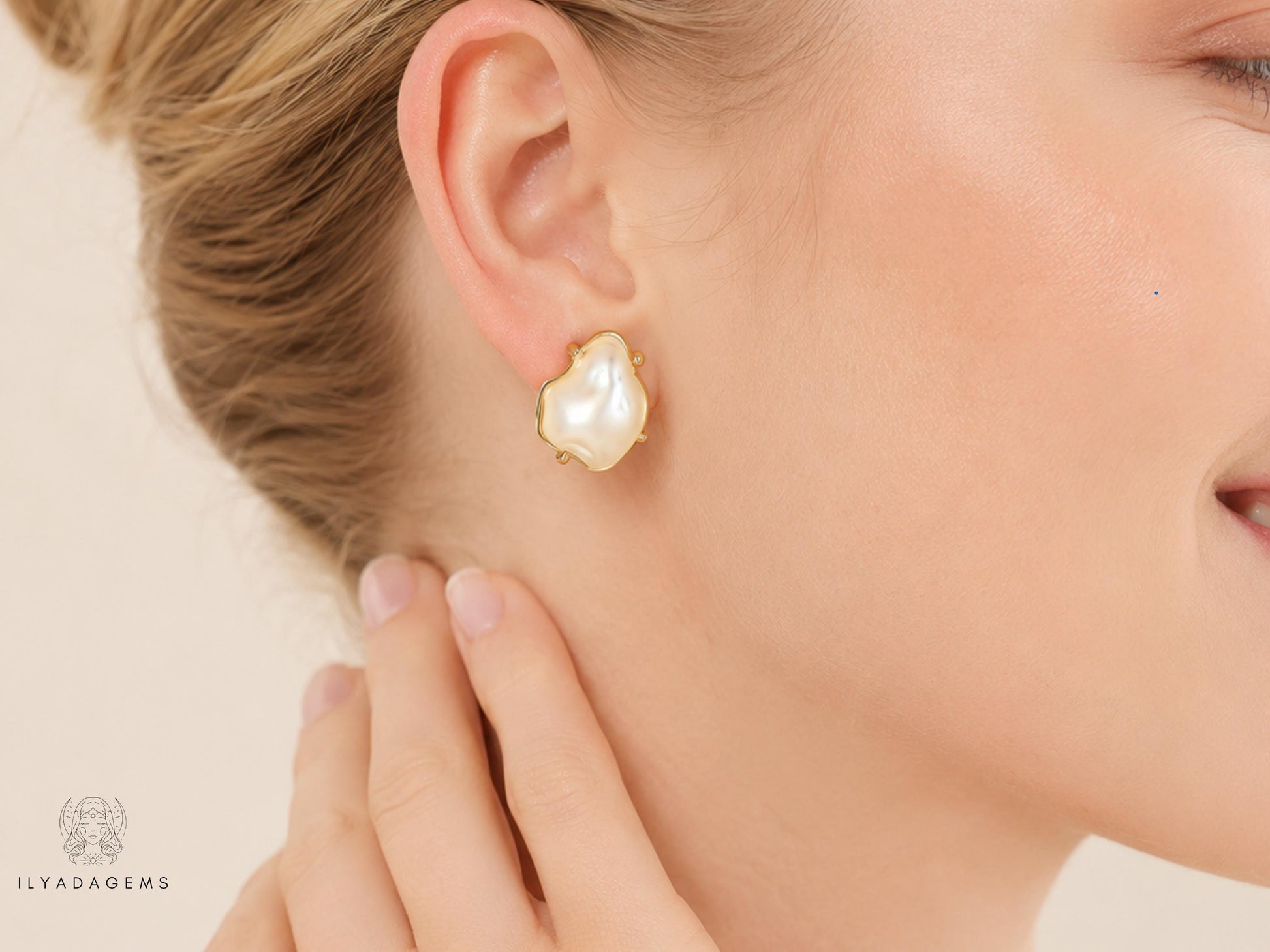 Baroque Pearl Sterling Silver Stud Earrings