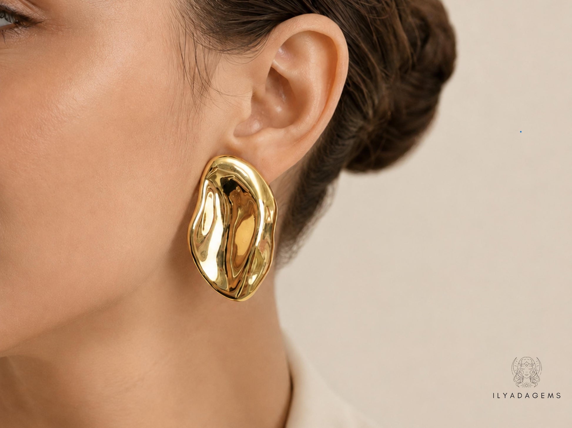 Gold Plated Brass Fan Earrings
