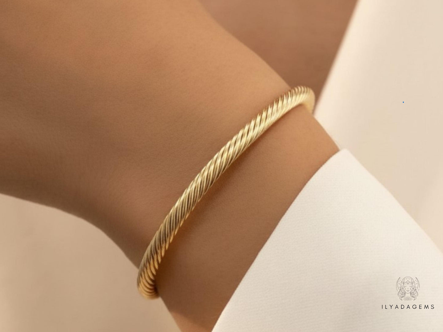 Yellow Gold Twisted Cable Cuff Bracelet