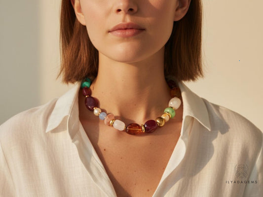 Chunky Resin Disc Bead Necklace