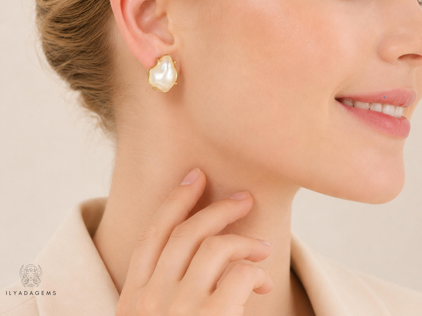 Baroque Pearl Sterling Silver Stud Earrings