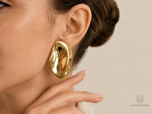 Gold Plated Brass Fan Earrings