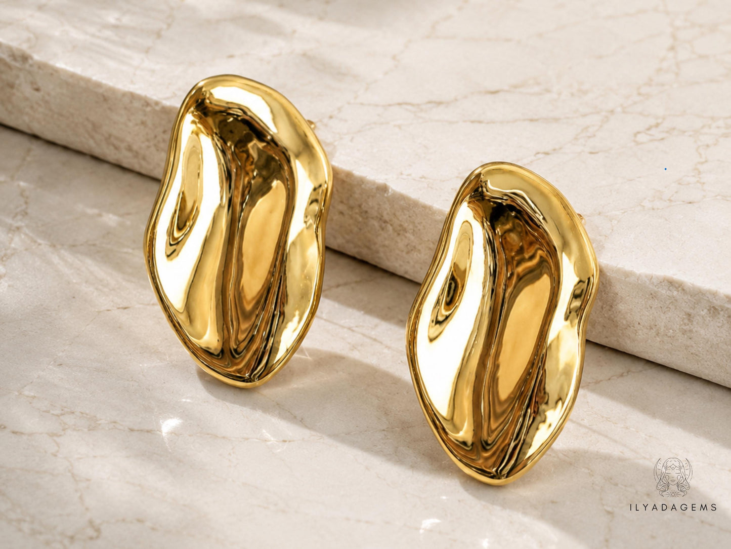 Gold Plated Brass Fan Earrings
