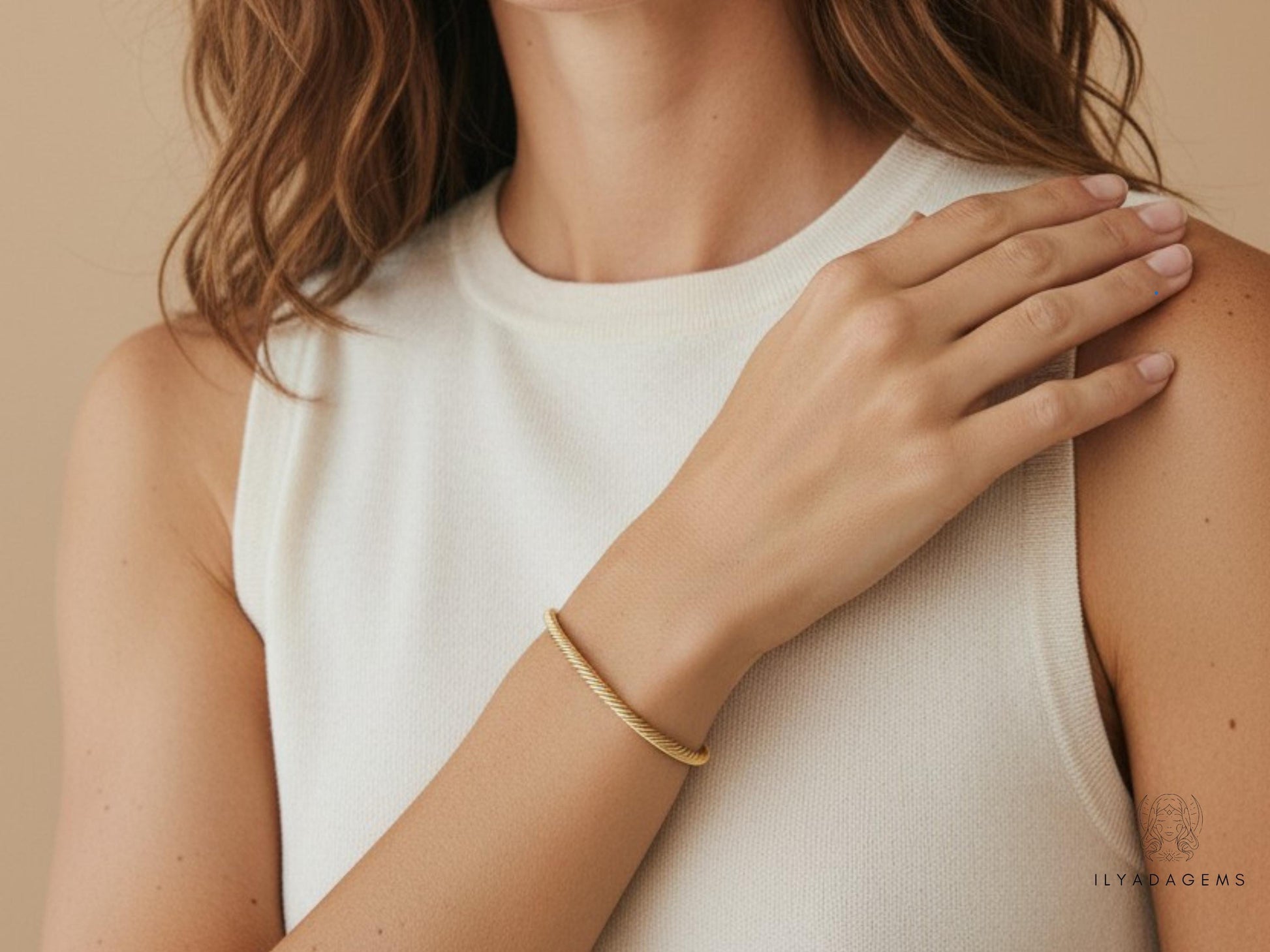 Yellow Gold Twisted Cable Cuff Bracelet