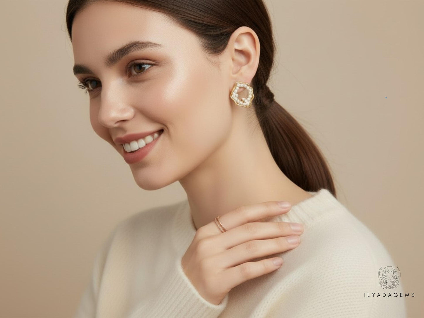 Gold Pearl Earrings