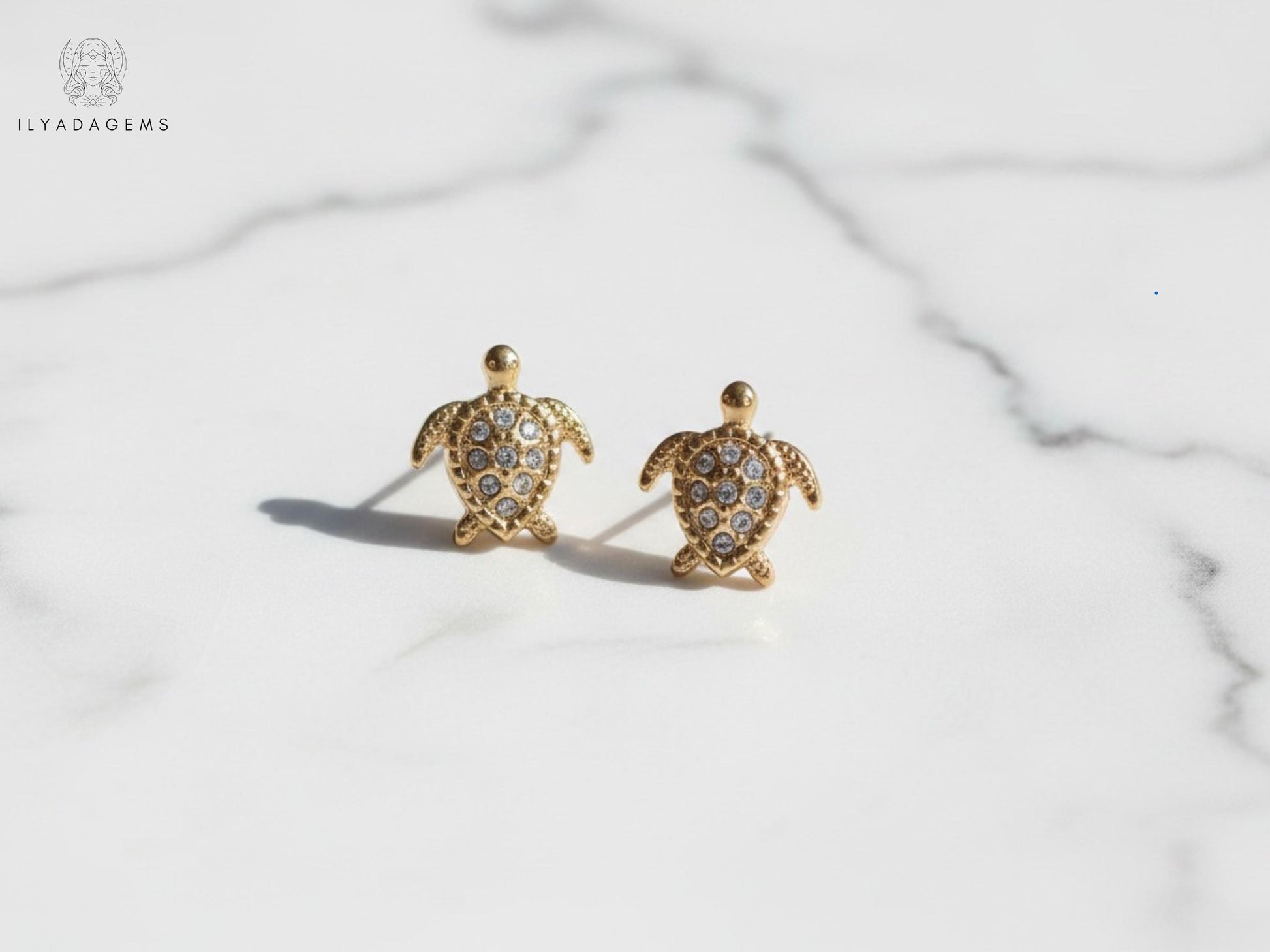 Gold Turtle Stud Earrings